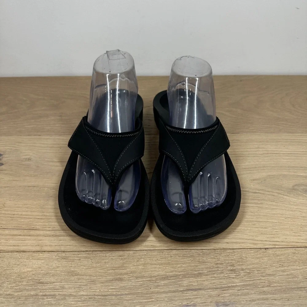 ABEO Balboa Sandals Women 10 Black Thong Slide Comfort Walking Minimalist
